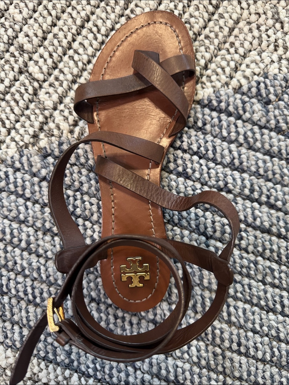 Tory Burch - Paris Brown Leather Strappy Sandals - 8.5 - Picture 3 of 5